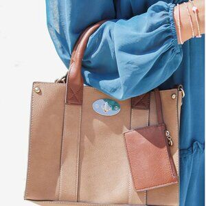 NWT Stone Cameran 3-in-1 Structured Satchel Set | Boxy Handbag, Crossbody & Mini